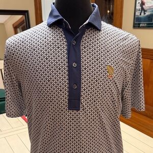 Greyson Navy and White Patterned Polo Shirt